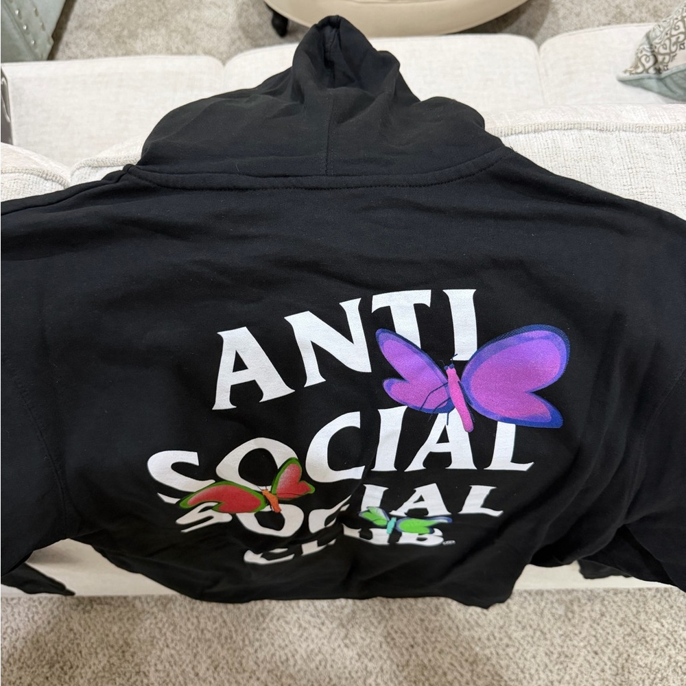 Anti social social club  Hoodie with Colorful Butterfly Design